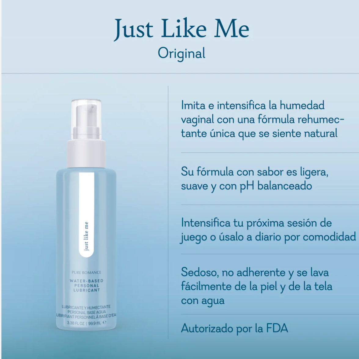 Just Like Me - Lubricante a base de agua. Selecciona tu sabor preferido